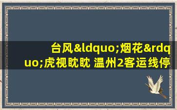 台风“烟花”虎视眈眈 温州2客运线停航